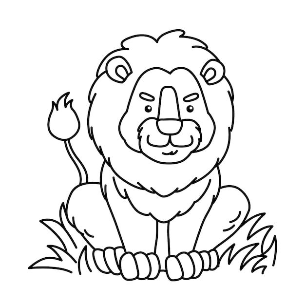 Hand drawn flat design lion outline