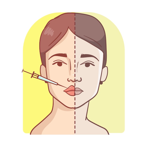 Free Vector hand drawn flat design lip filler illustration