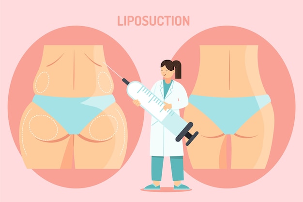 Hand drawn flat design liposuction illustration