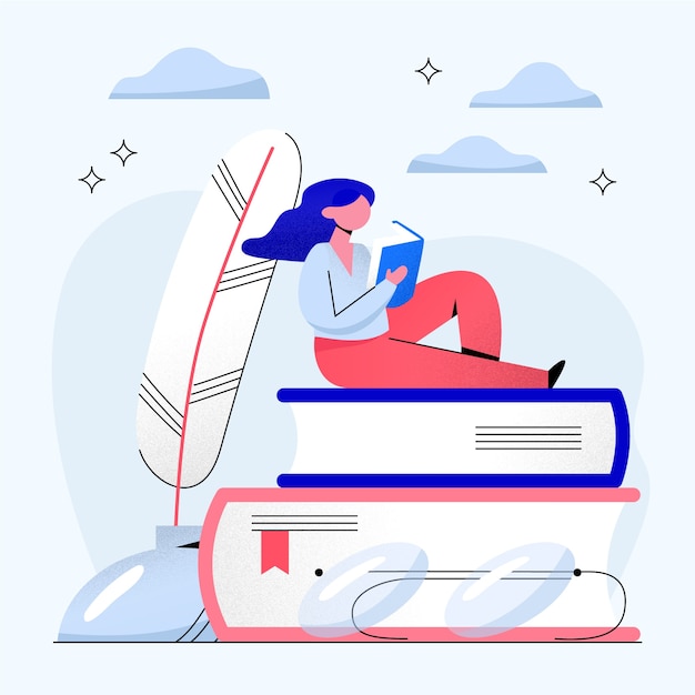 Hand drawn flat design literature illustration