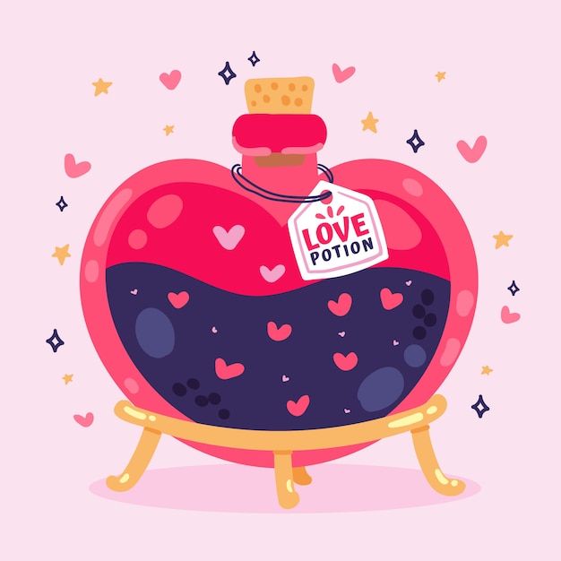 Hand drawn flat design love potion illustration