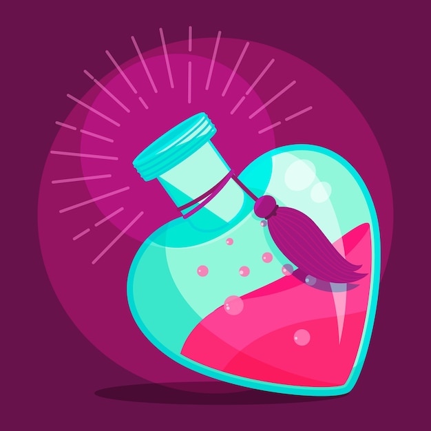 Hand drawn flat design love potion illustration