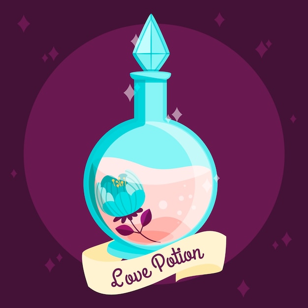 Free Vector hand drawn flat design love potion illustration