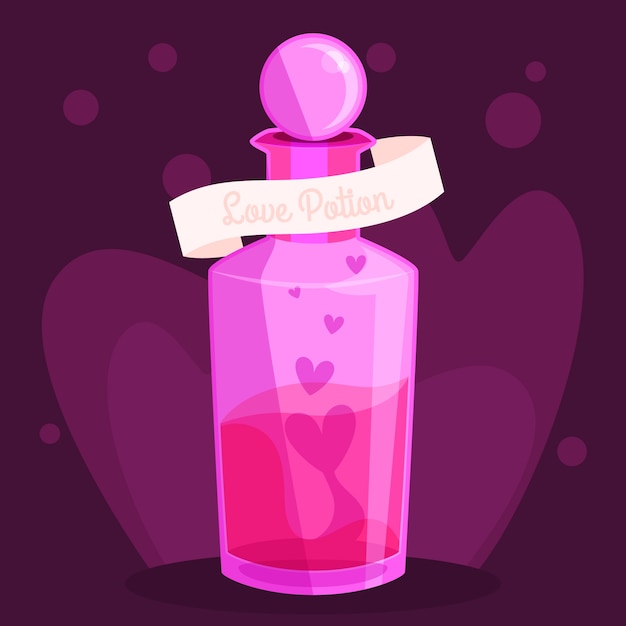 Free Vector hand drawn flat design love potion illustration