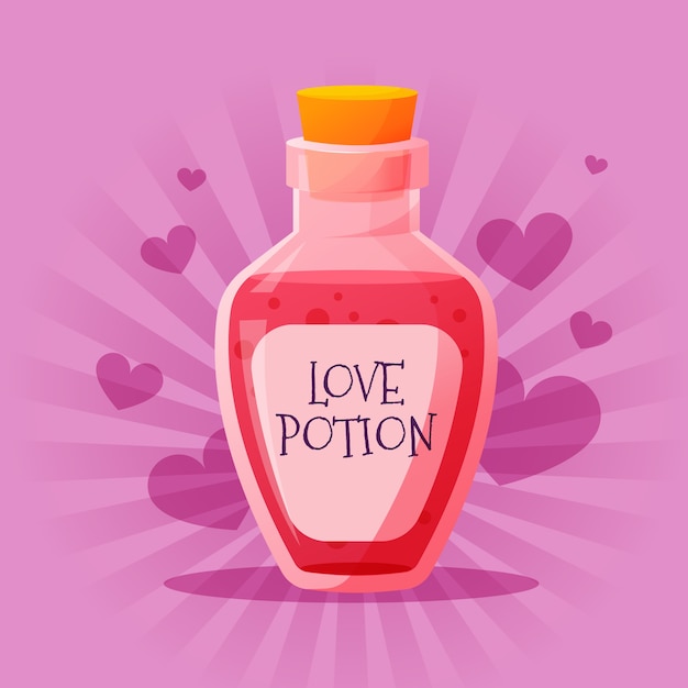 Hand drawn flat design love potion illustration