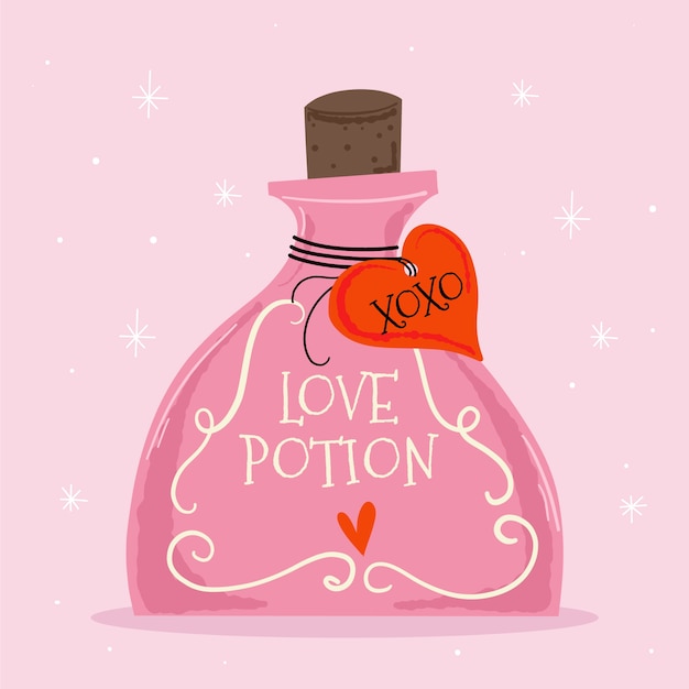 Free Vector hand drawn flat design love potion illustration