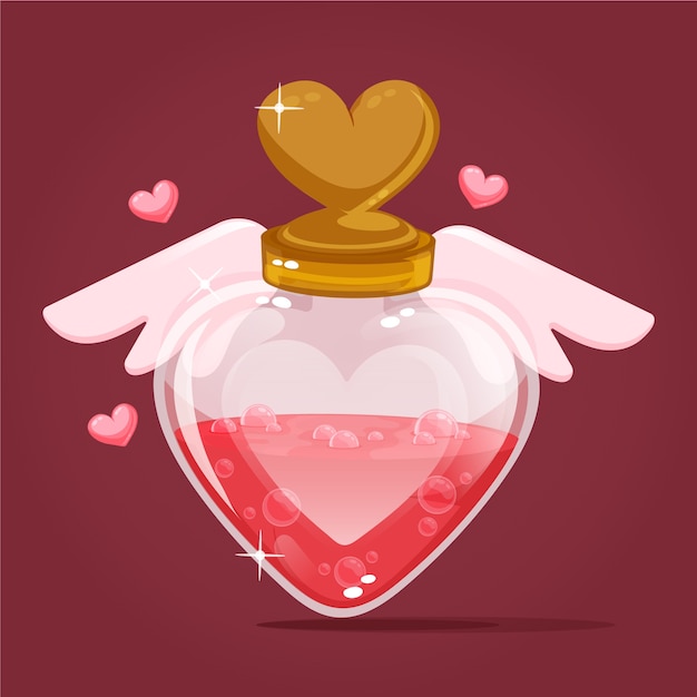 Hand drawn flat design love potion illustration