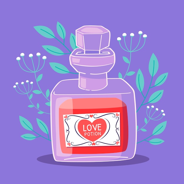 Hand drawn flat design love potion illustration