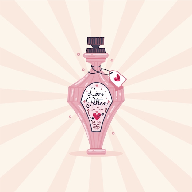 Free Vector hand drawn flat design love potion illustration