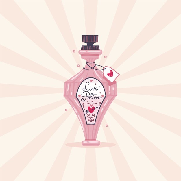 Hand drawn flat design love potion illustration