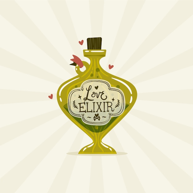 Hand drawn flat design love potion illustration