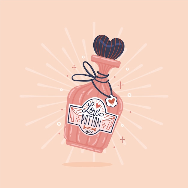 Hand drawn flat design love potion illustration