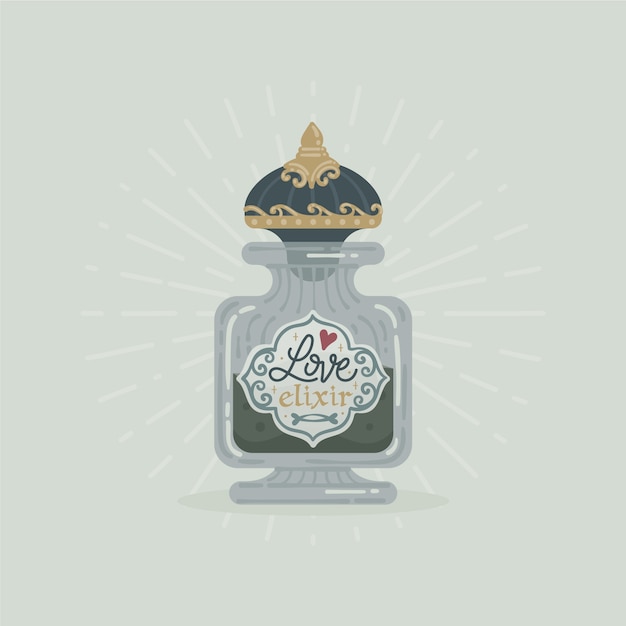 Hand drawn flat design love potion illustration