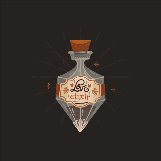 Hand drawn flat design love potion illustration