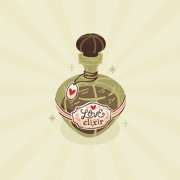 Hand drawn flat design love potion illustration