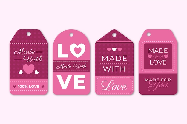 Free vector hand drawn flat design made with love labels