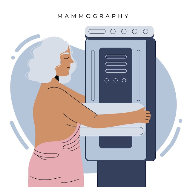 Hand drawn flat design mammography illustration