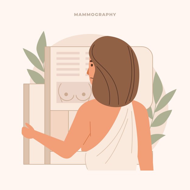 Hand drawn flat design mammography illustration