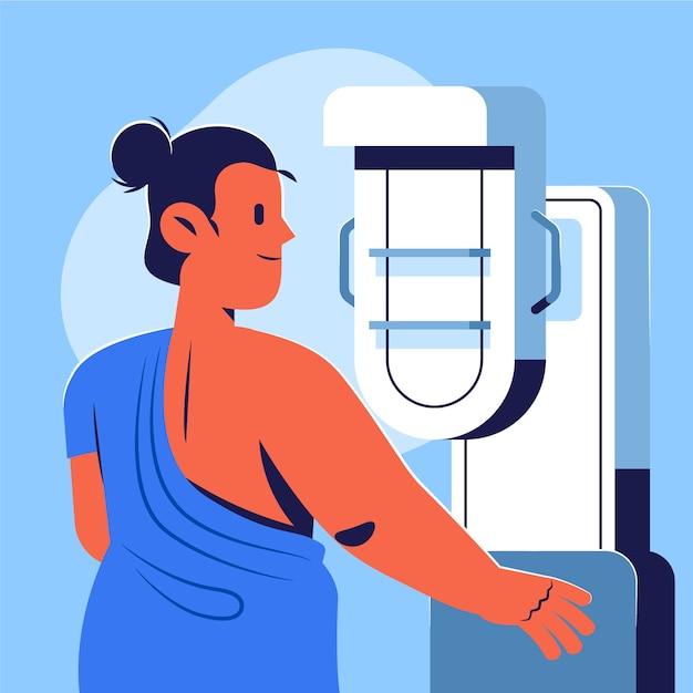 Hand drawn flat design mammography illustration