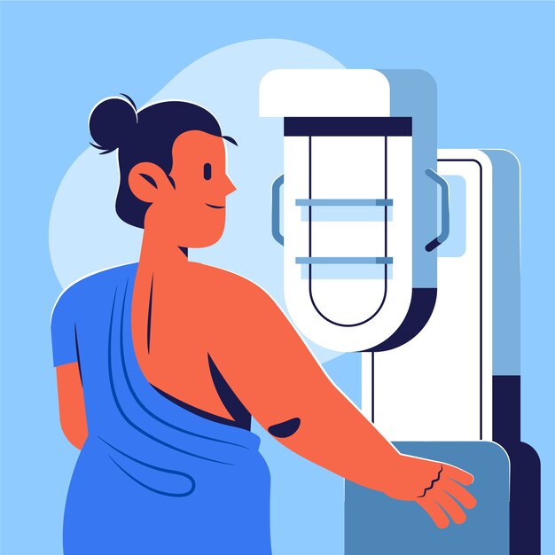 Hand drawn flat design mammography illustration