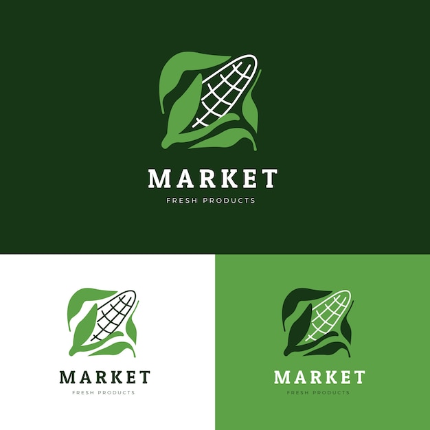 Hand drawn flat design market logo