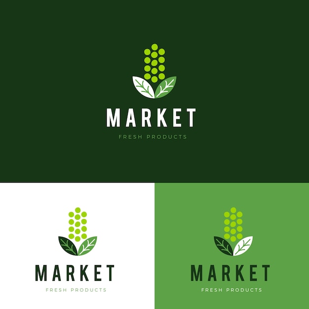 Hand drawn flat design market logo