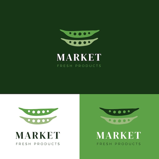 Hand drawn flat design market logo