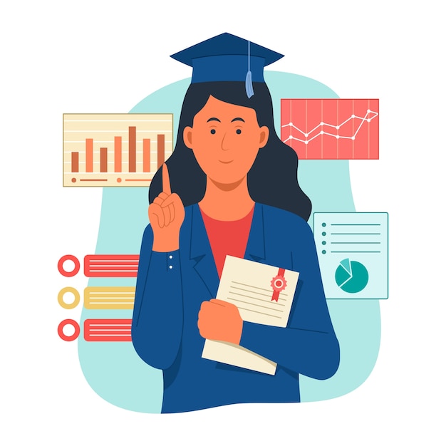 Hand drawn flat design mba illustration