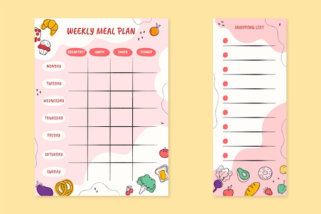 Hand drawn flat design meal planner design