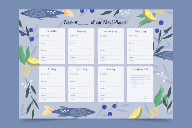 Free Vector hand drawn flat design meal planner