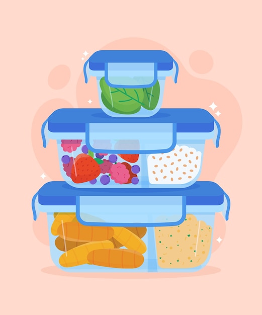 Free vector hand drawn flat design meal prep illustration