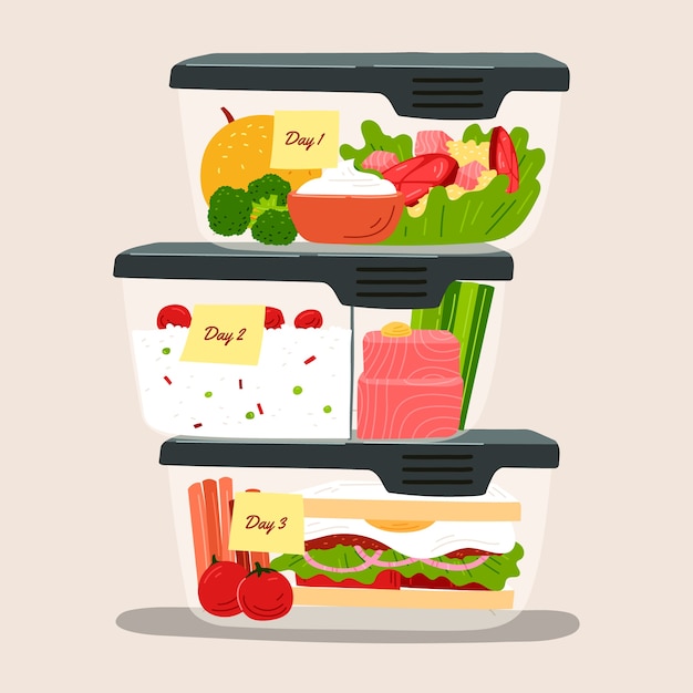 Free vector hand drawn flat design meal prep illustration