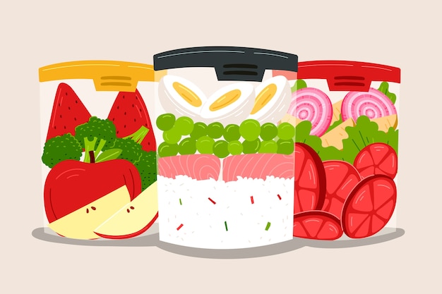 Free Vector hand drawn flat design meal prep illustration