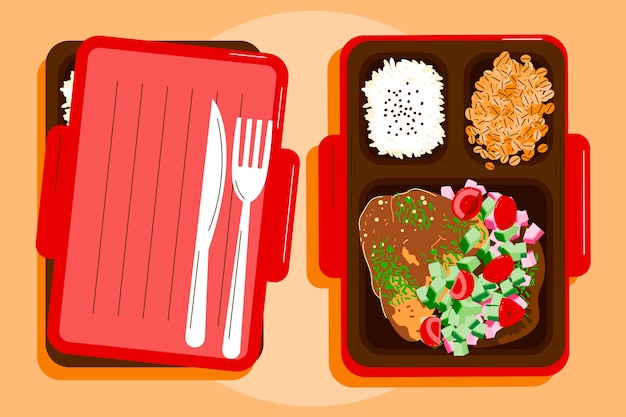 Free Vector hand drawn flat design meal prep illustration