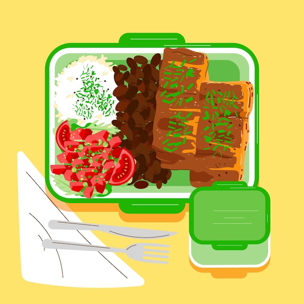 Free Vector hand drawn flat design meal prep illustration