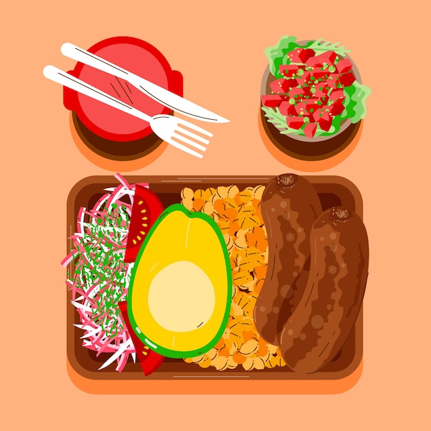 Free Vector hand drawn flat design meal prep illustration