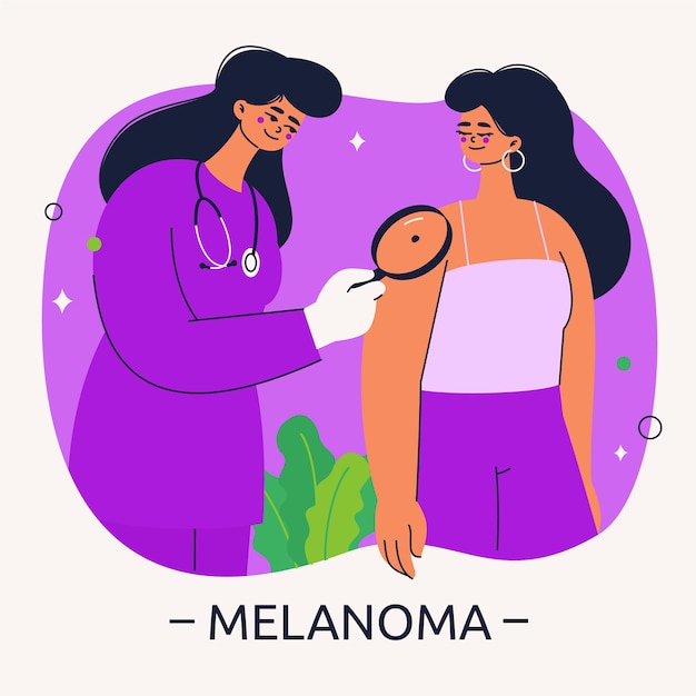 Hand drawn flat design melanoma illustration