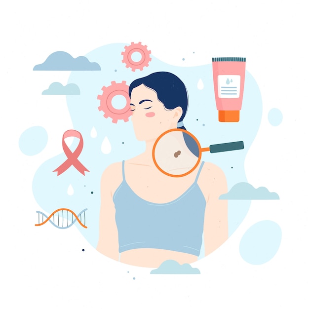 Hand drawn flat design melanoma illustration