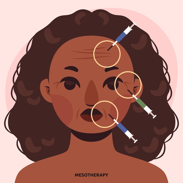 Hand drawn flat design mesotherapy illustration