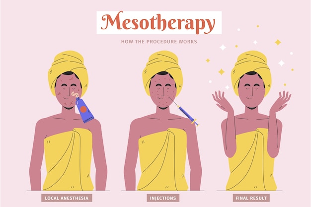 Hand drawn flat design mesotherapy infographic