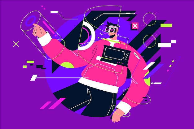 Hand drawn flat design metaverse background