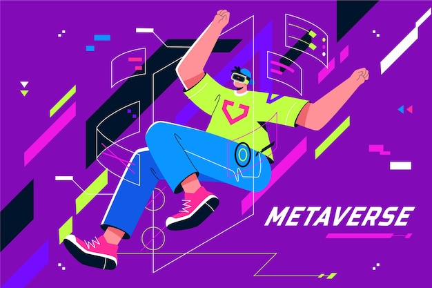 Hand drawn flat design metaverse background