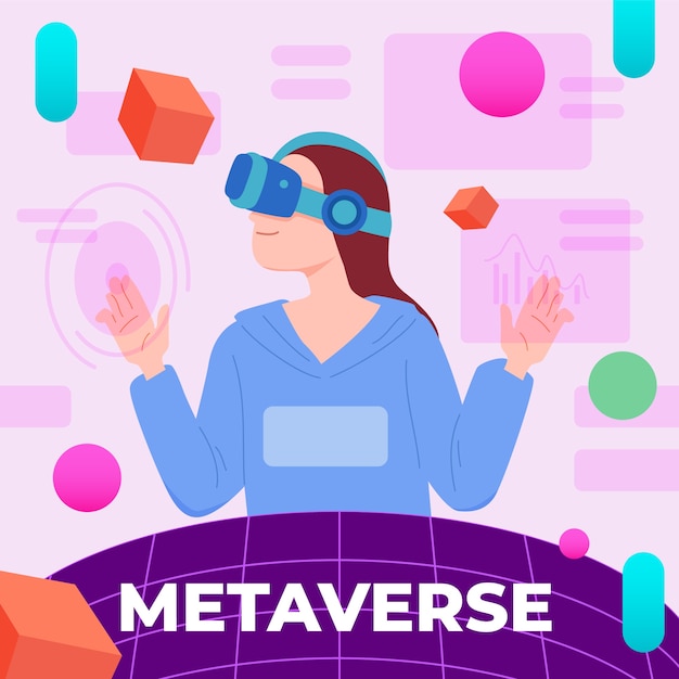 Free Vector hand drawn flat design metaverse illustration