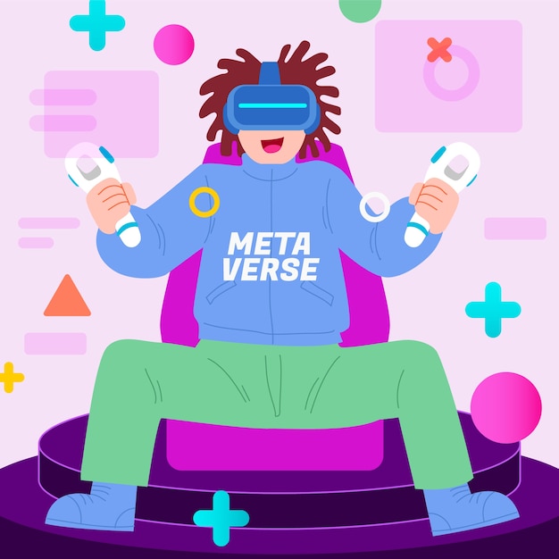 Free Vector hand drawn flat design metaverse illustration