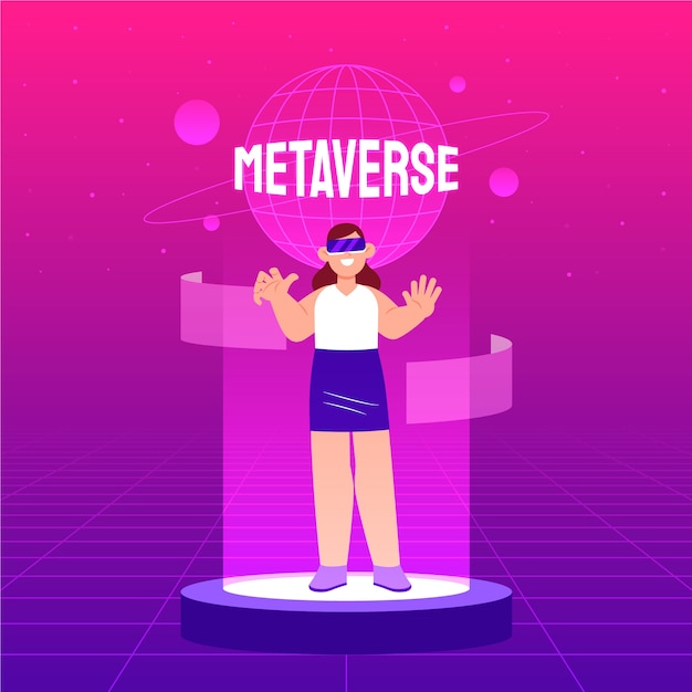 Hand drawn flat design metaverse illustration