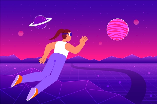 Free Vector hand drawn flat design metaverse illustration