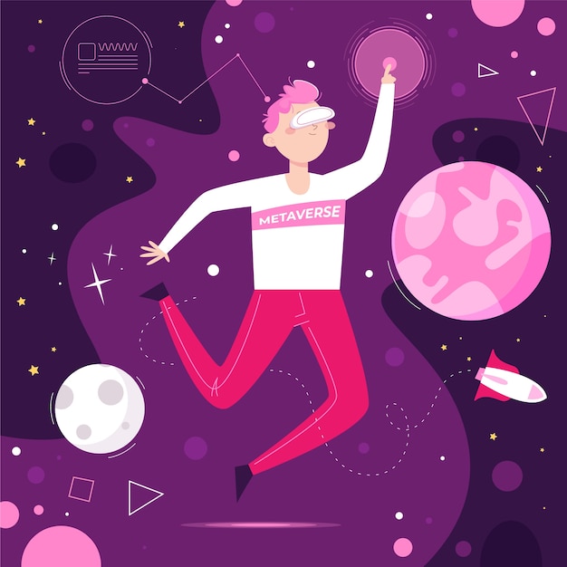 Free Vector hand drawn flat design metaverse illustration