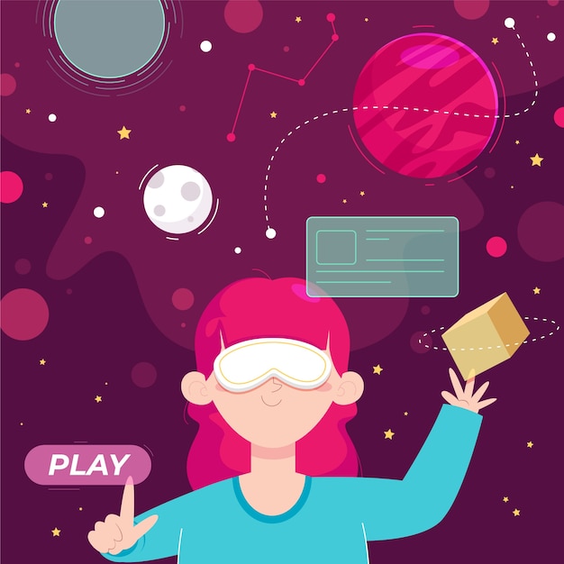 Hand drawn flat design metaverse illustration