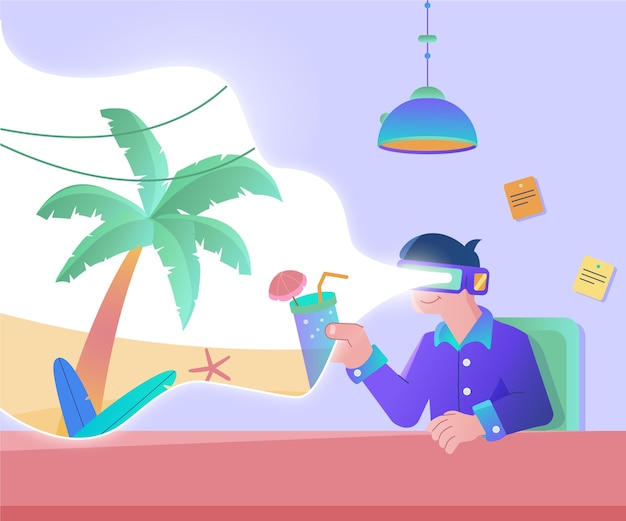 Hand drawn flat design metaverse illustration