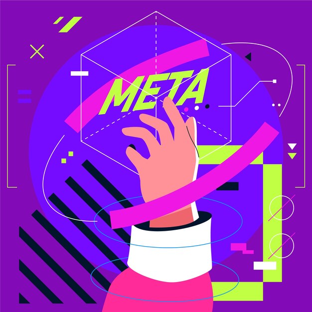 Hand drawn flat design metaverse illustration